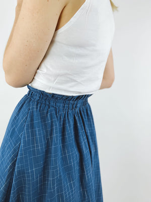 Bangladesh Ikat Check Skirt - Midi
