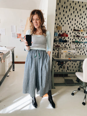 Bangladesh Chambray Split Skirt - Midi + 4"