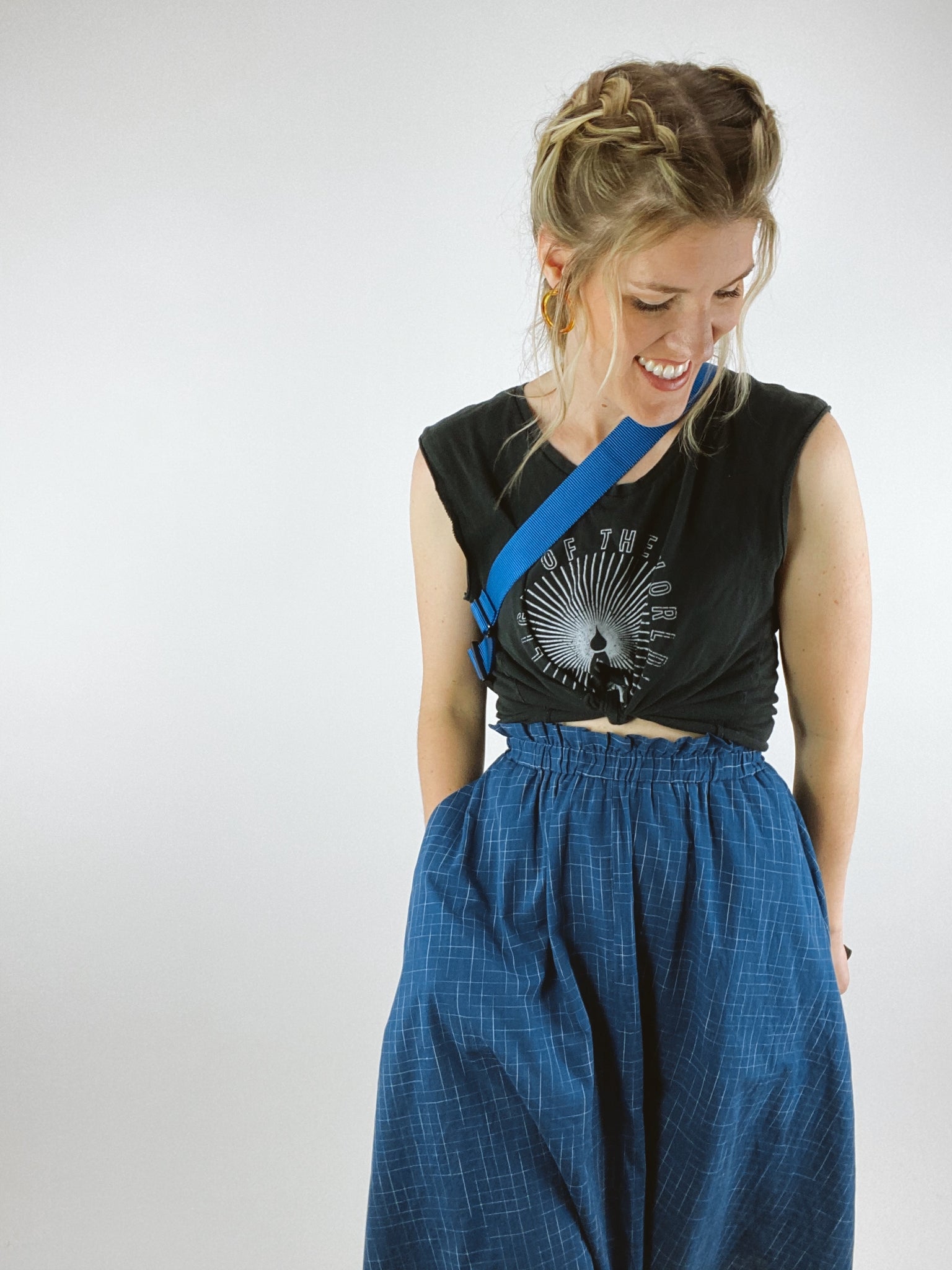 Bangladesh Ikat Check Skirt - Midi
