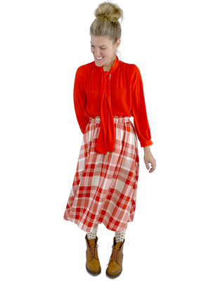 Red Madras Italian Midi - Midi