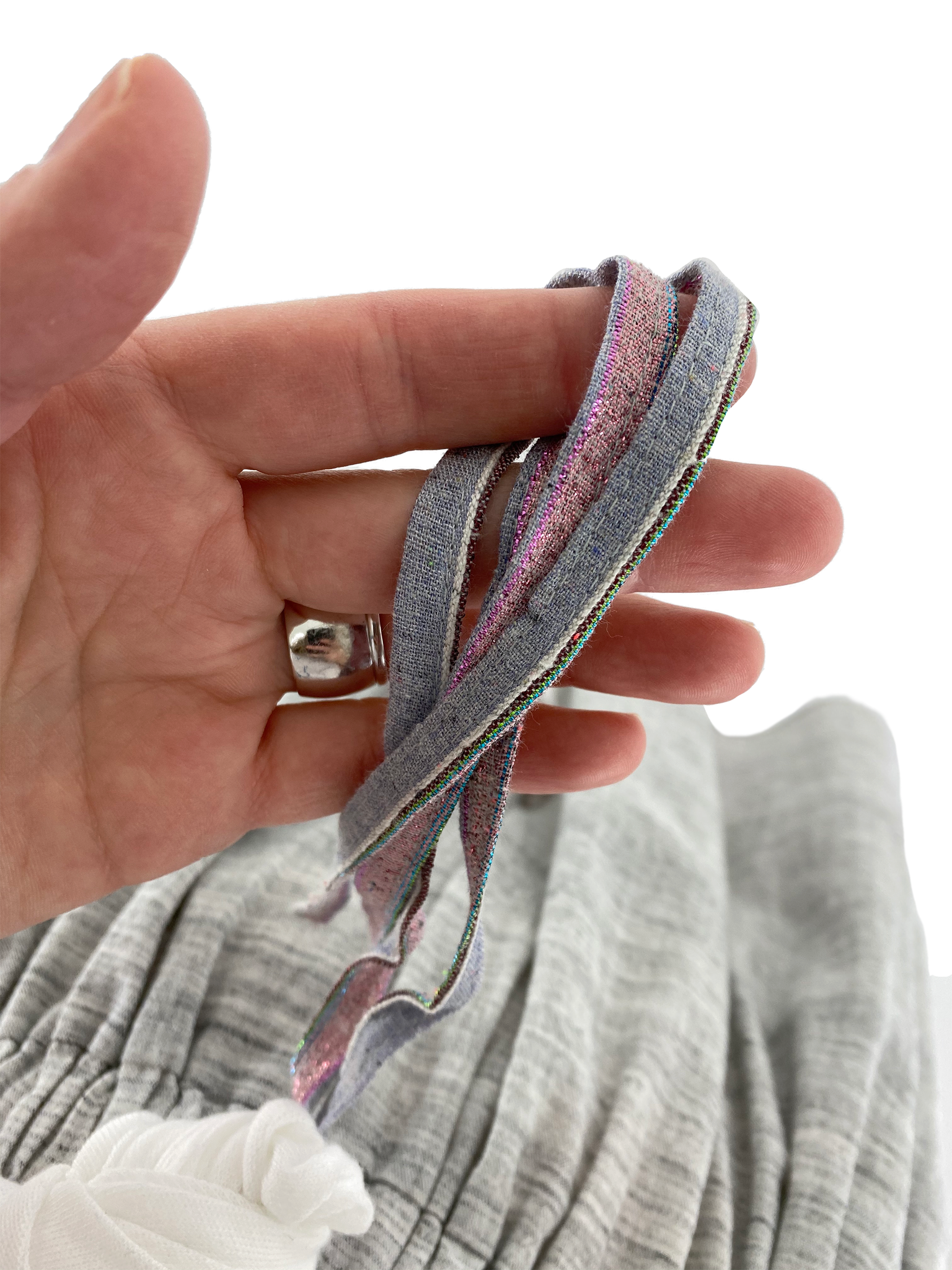 Bangladesh Grey Stripe Split Skirt - Long Mini