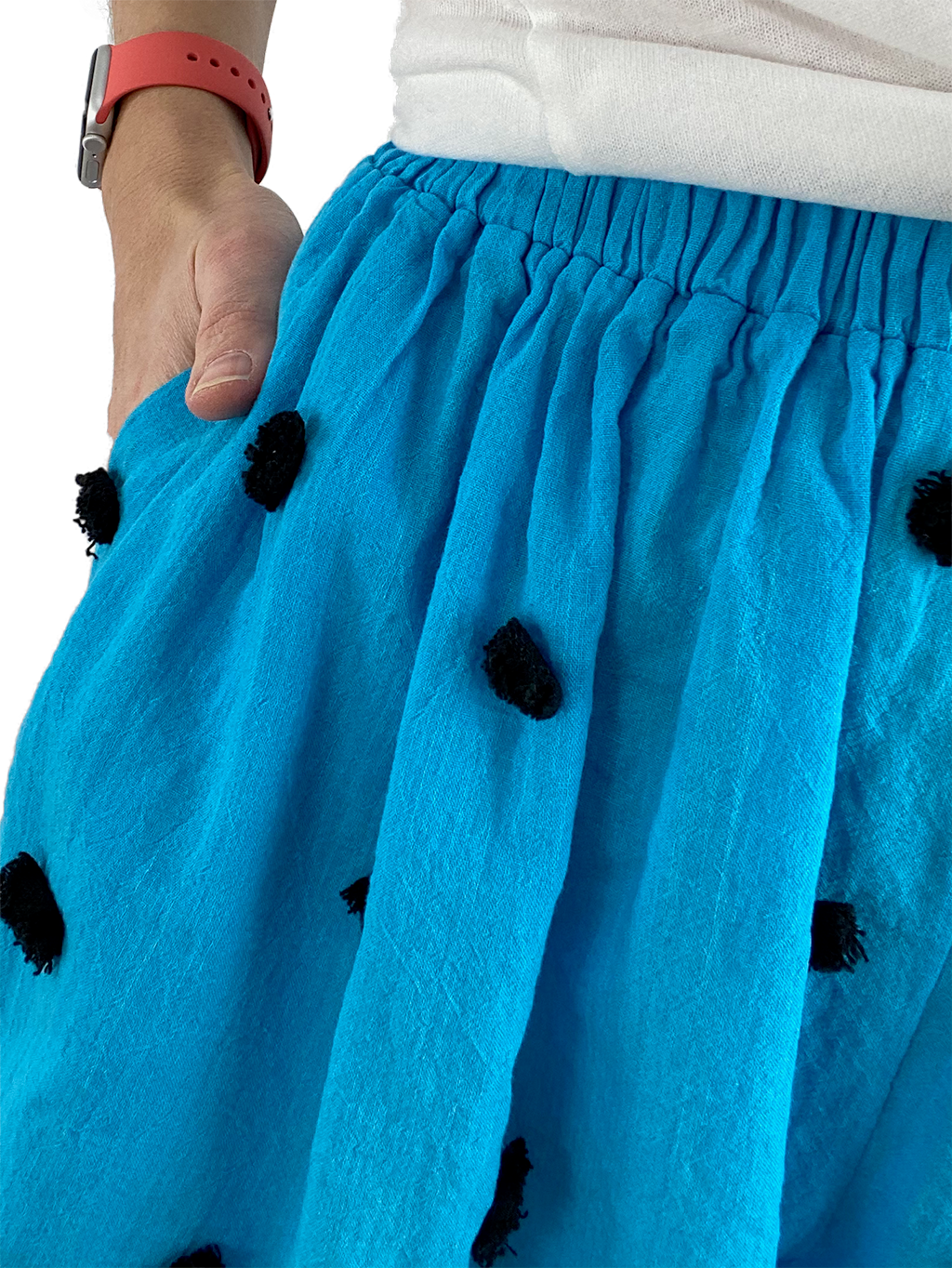 Bangladesh Turquoise Pouf Split Skirt - Short Knee
