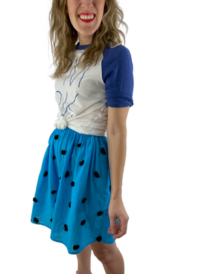 Bangladesh Turquoise Pouf Split Skirt - Short Knee