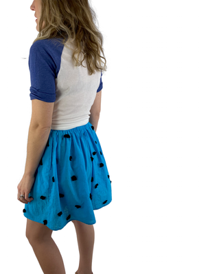 Bangladesh Turquoise Pouf Split Skirt - Short Knee