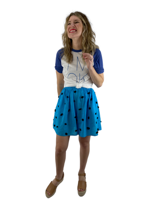Bangladesh Turquoise Pouf Split Skirt - Short Knee
