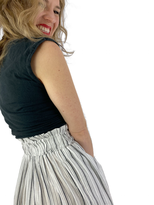 Bangladesh Striped Split Skirt - Midi