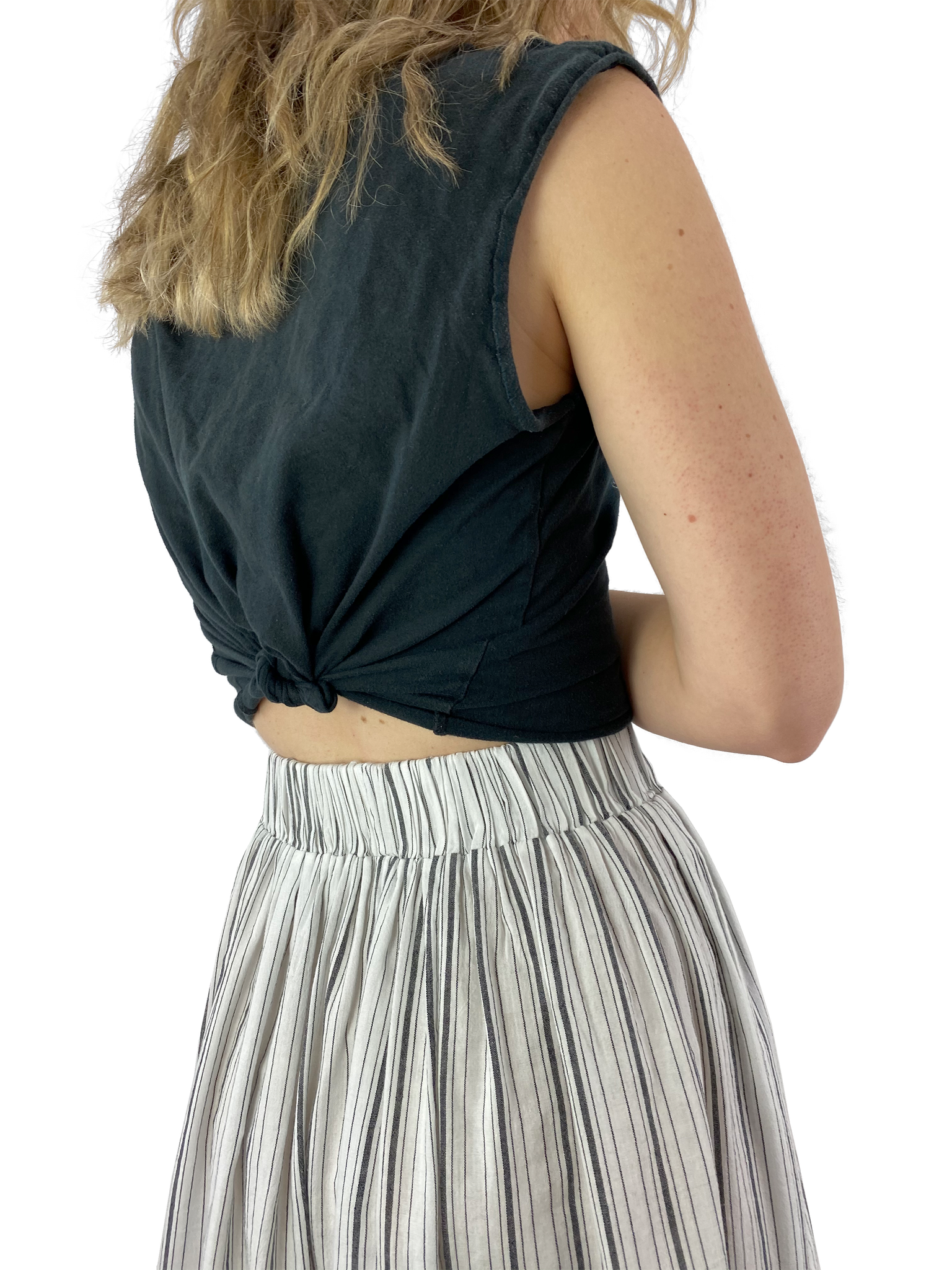 Bangladesh Striped Split Skirt - Midi