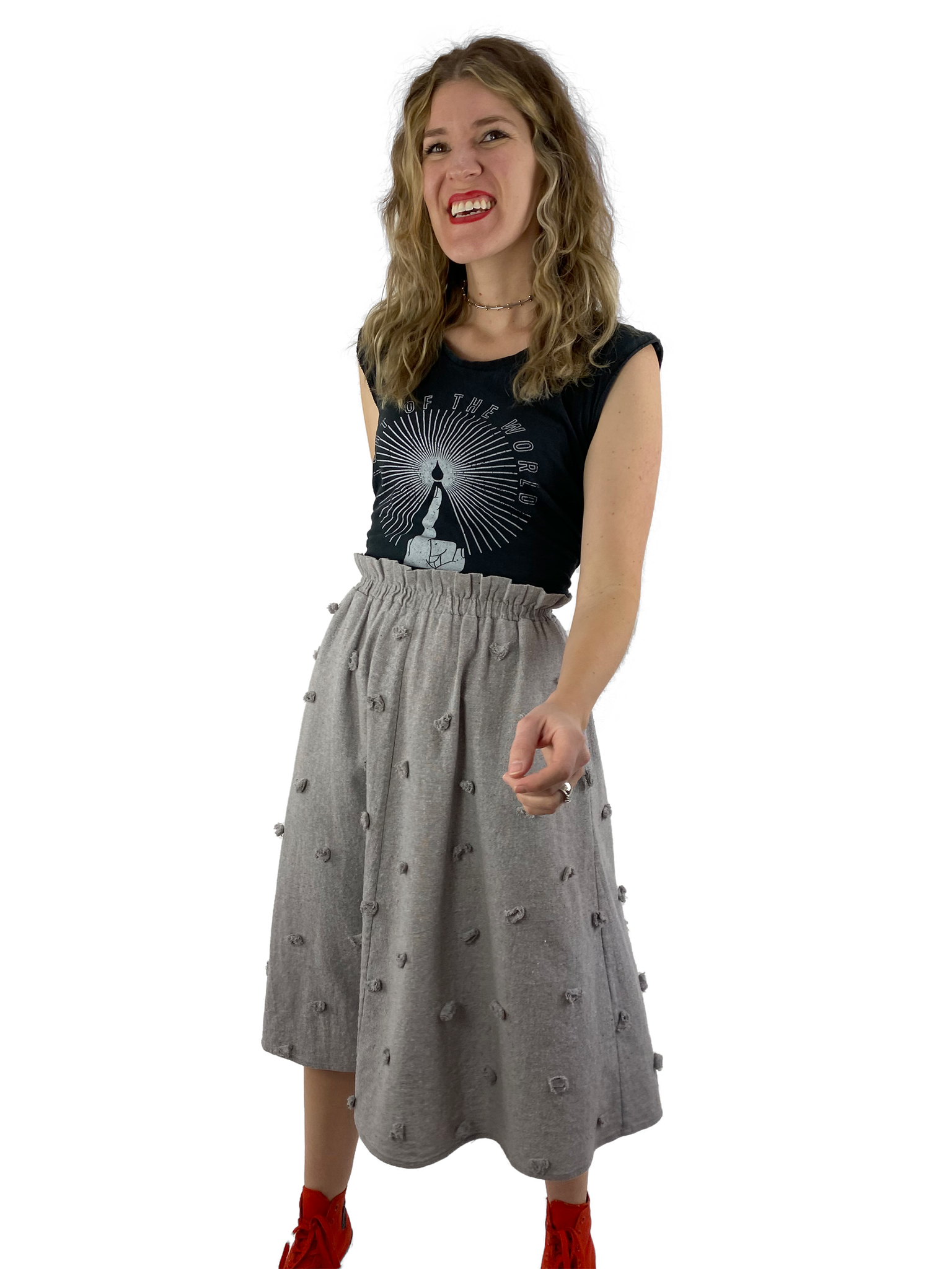 Bangladesh Grey Zero Waste Skirt - Midi